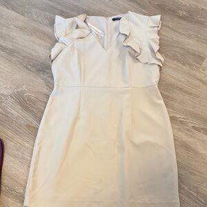 Elegant Cream Ruffle Sleeve Dress